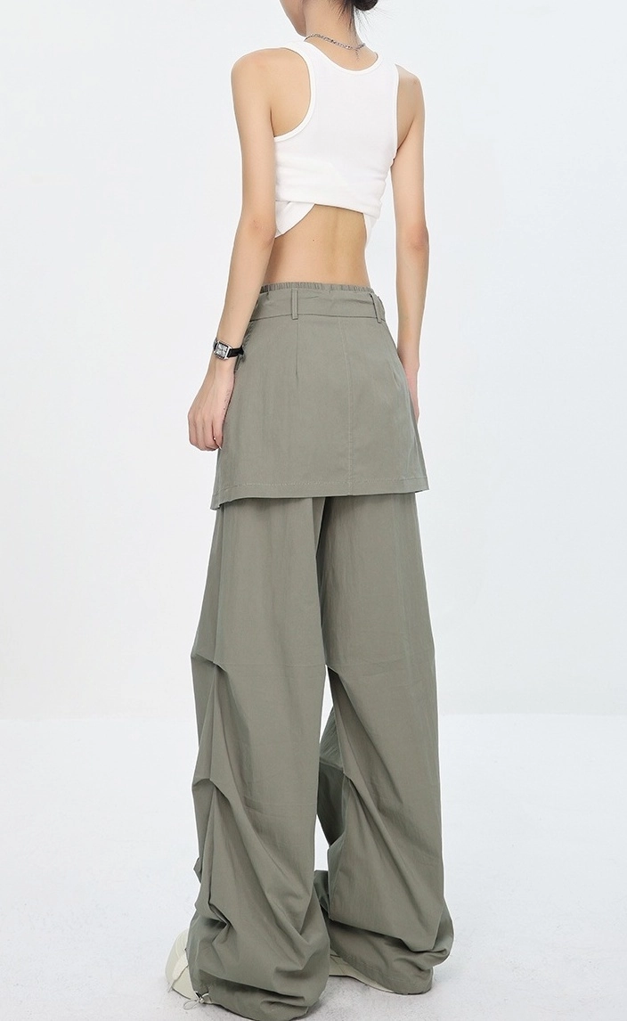Green Detachable Skirt Pleated Pants | Rei - IVE - Fashion