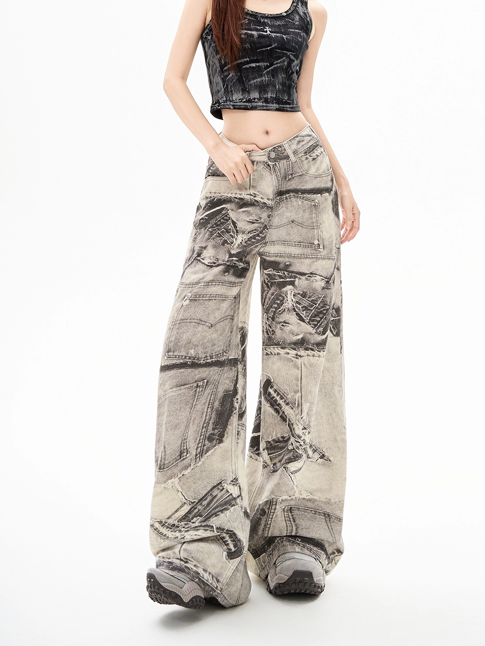 韓国発!【JUSTYOUNG】GU Multi Painting Pants Washed Painter Pants | GU US