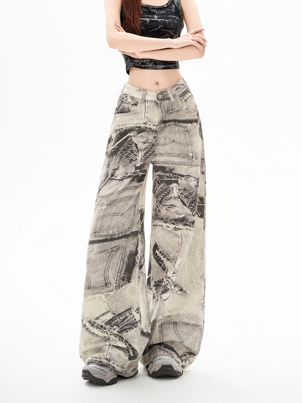 [CODEGRAPHY]★25SS★韓国人気★WIDE FIT SCRATCH DENIM PANTS CODEGRAPHY]☆25SS☆韓国人気☆WIDE FIT SCRATCH DENIM PANTS
