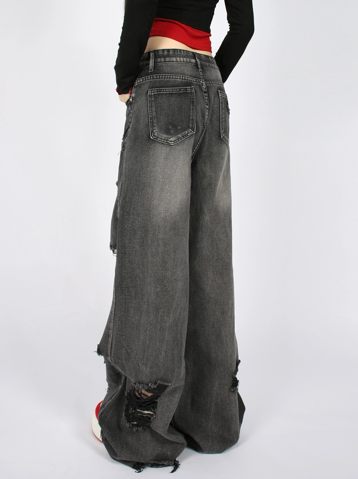 【SETUP-EXE】韓国人気★ (S,M) DESTROYED PANTS MUSINSA | SETUPEXE DESTROYED PANTS / BLACK