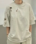 Light Grey Ragged Style T-Shirt | Jin - BTS - Fashion Chingu