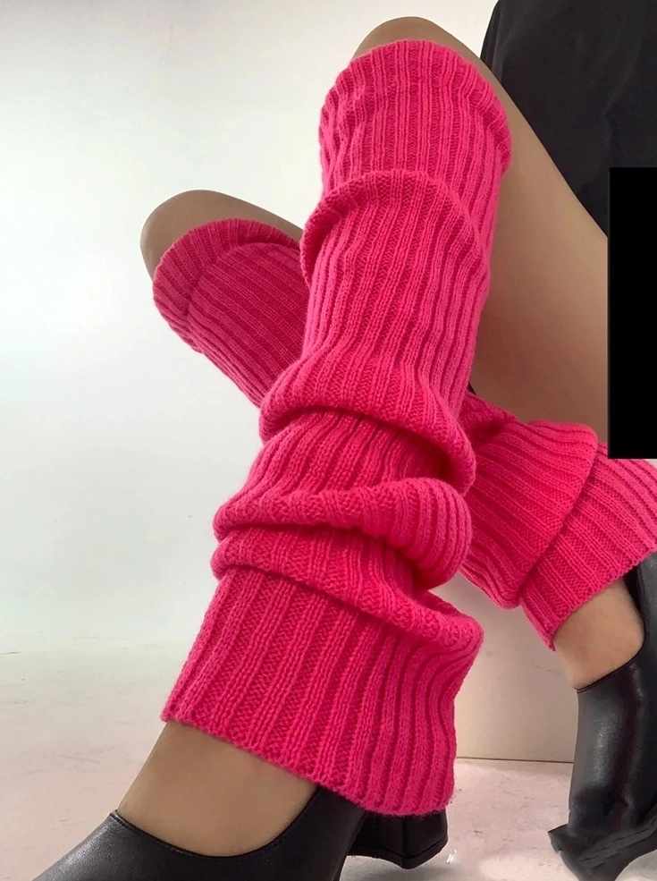 Pink Ribbed Knit Leg Warmers | Ahyeon - BabyMonster - Fashion Chingu