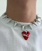 ☆(G)I-DLE ウギ着用☆関税込★Hei★alice heart necklace★ Red Thorned Heart Spikey Necklace | Yuqi - (G)I-DLE