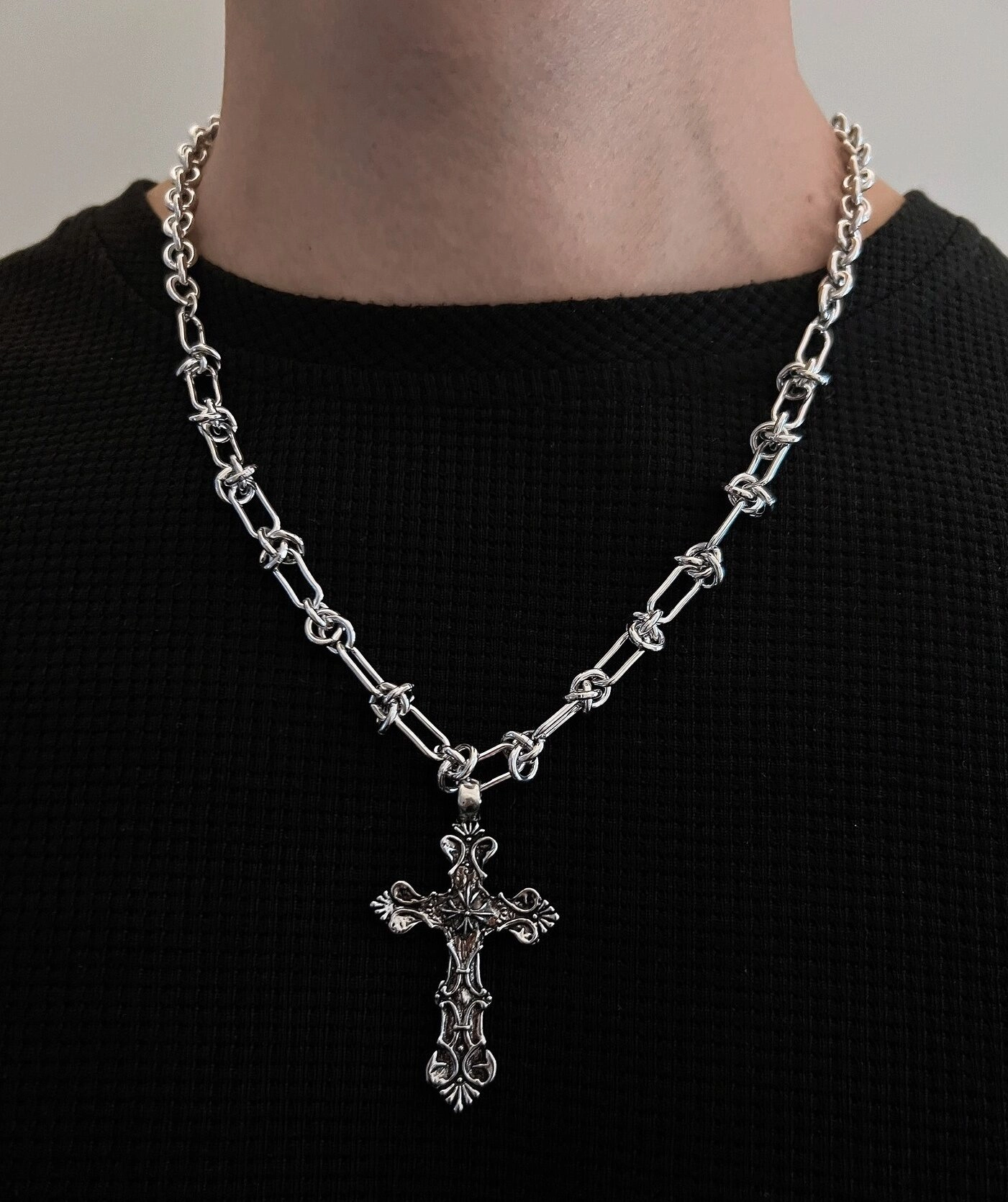 【SENTIMENTS】NO.594 [SILVER] NECKLACE ★韓国人気★ 追跡付 John Iversen One of a Kind Double Dot Links Sterling Silver