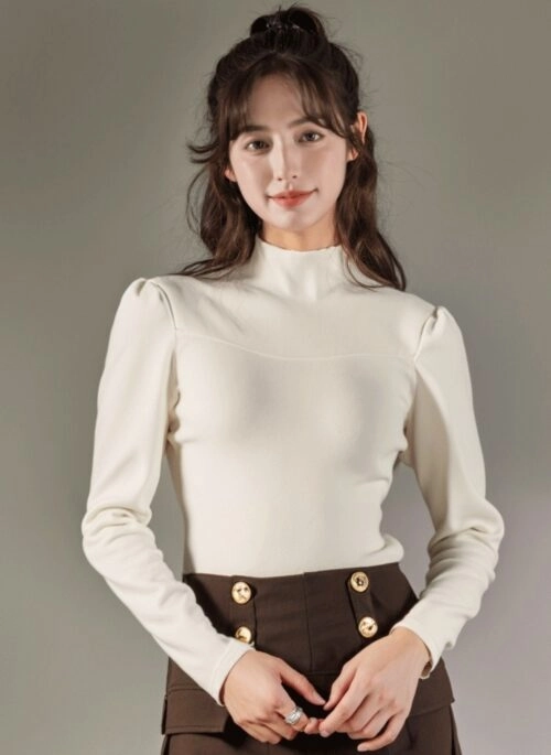 Stylish Knit Bubble Sleeve Sweater Top