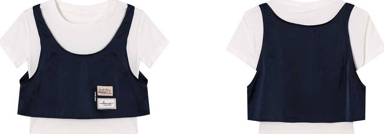 [BLACKPINK ジェニー着用]★THEOHYOU★TOP LAYERED T-SHIRTS★ White And Blue Layered T-Shirt | Jennie - BlackPink