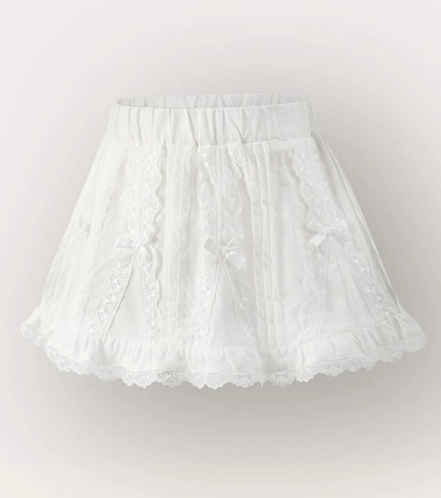 White Mini Bows Croquette Skirt | Ahyeon - BabyMonster