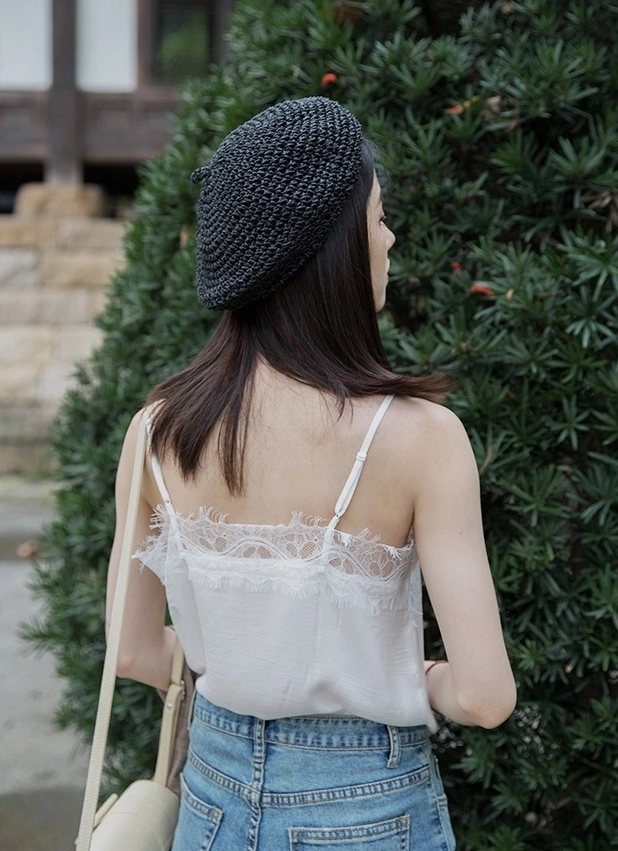 White V-Neck Lace Camisole Top | Baek Seok Ryu - Love Next