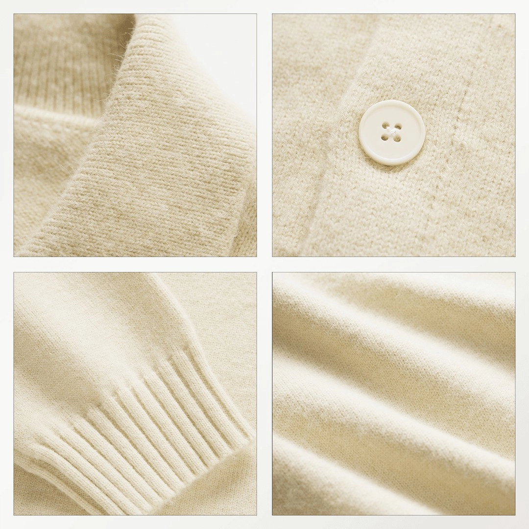 Beige Cozy Collared Cardigan | Soobin - TXT - Fashion Chingu