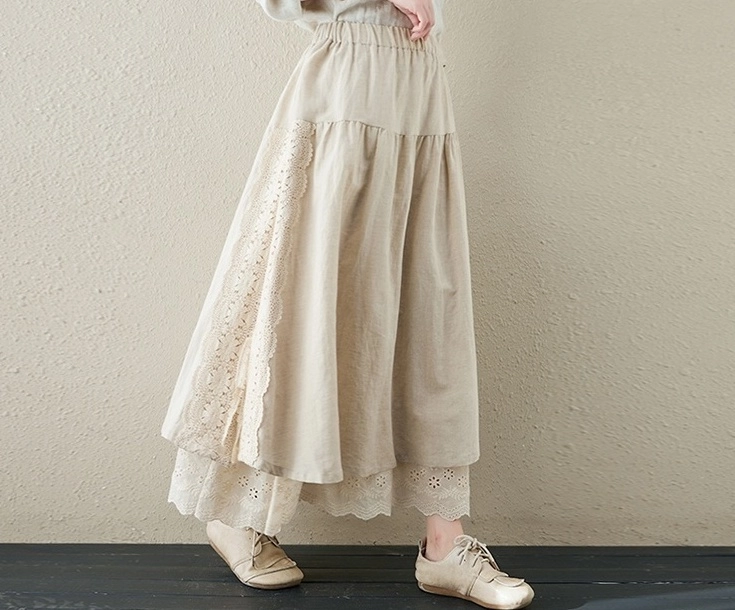【Sinoon】★ 韓国人気 ★ Lace Layered Skirt Pants ★ 2 COLOR SINOON