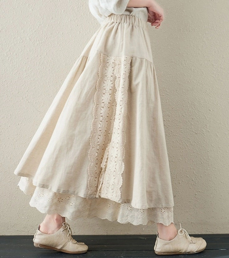 [RAIVE] Lace Layered Pleats Skirt in Beige ☆送料込☆ LAYERED LACE PLEATS SKIRT