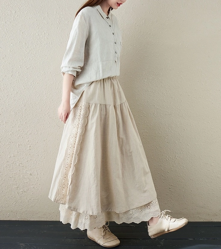 [RAIVE] Lace Layered Pleats Skirt in Beige ☆送料込☆ Raive Lace Layered Pleats Skirt on Bunjang Global Site.