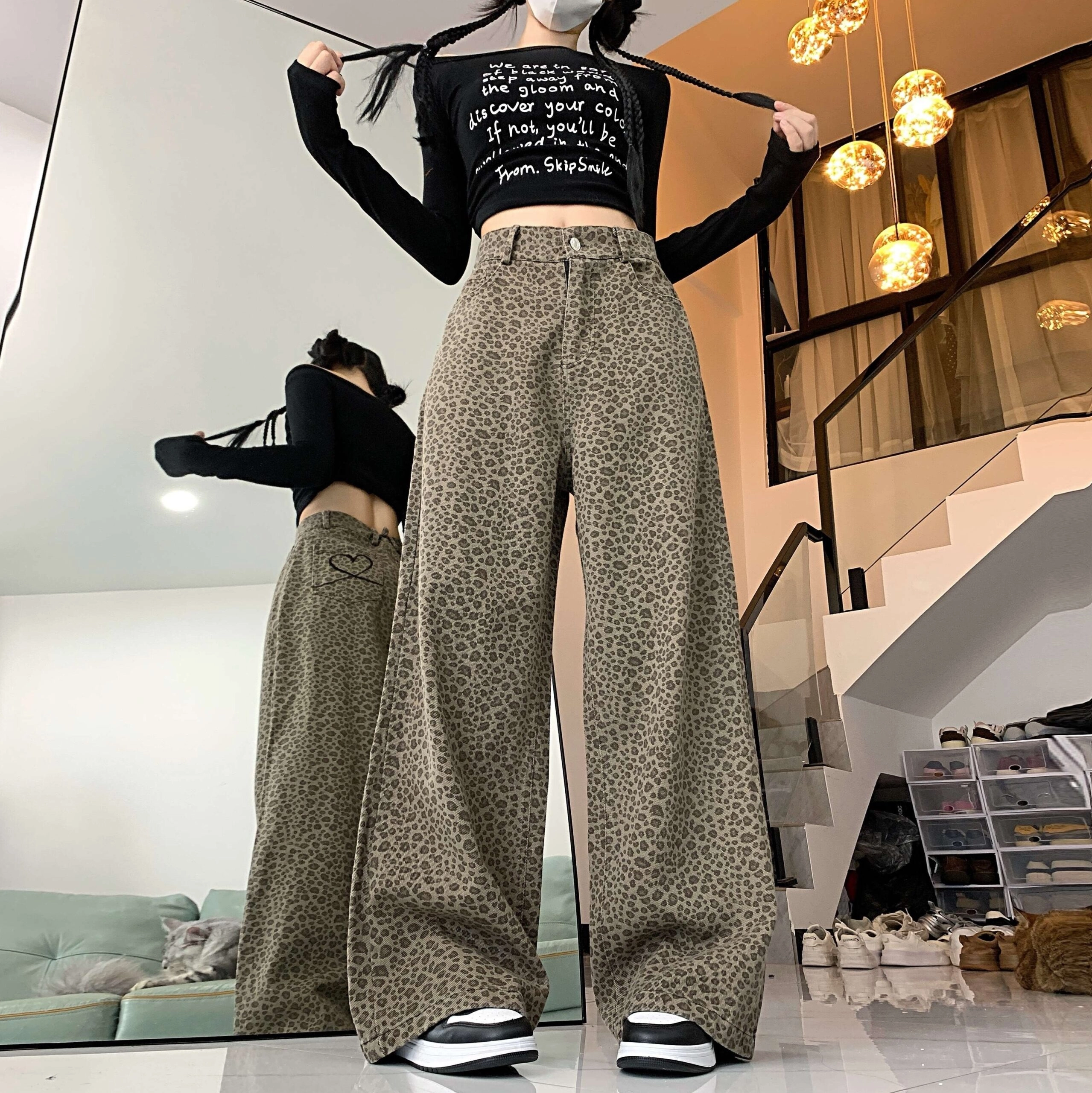 【Ordes】LEOPARD STRAIGHT PANTS◆ BLACKPINK ジェニー着用 12/6 予約発送☆BLACKPINK ジェニー 着用！！【ORDES】[15th