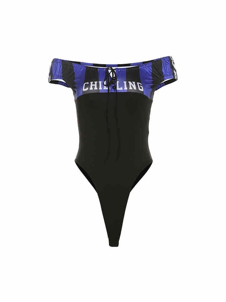 Black And Blue Striped Bodysuit | Mina - Twice - Fashion Chingu