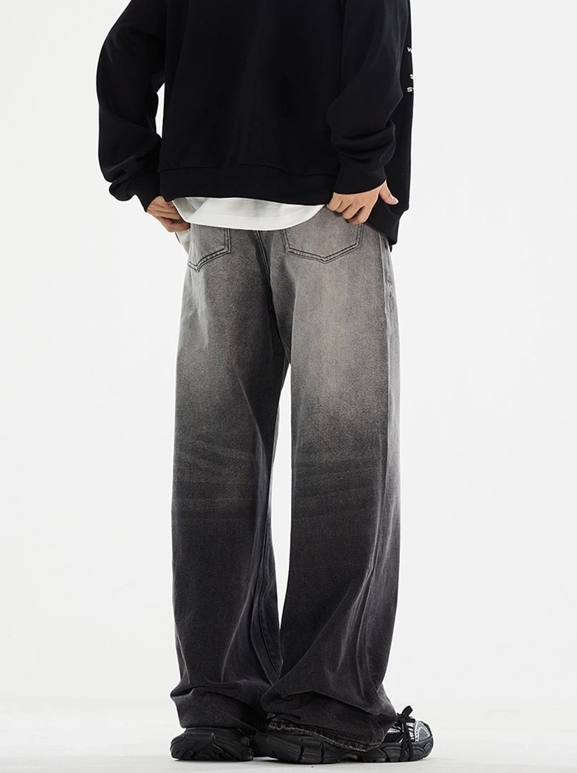 【HUECLOSET】送料・関税込★Tie-dye Black Wide Denim HUECLOSET Track Black Wide Denim Pants (HUE/デニム・ジーパン