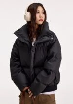 Black Zip-Up Puffer Jacket | Jennie - BlackPink - Fashion Chingu