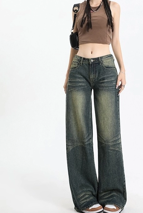 Blue Pleat-Washed Straight Jeans | Sunoo - Enhypen - Fashion Chingu