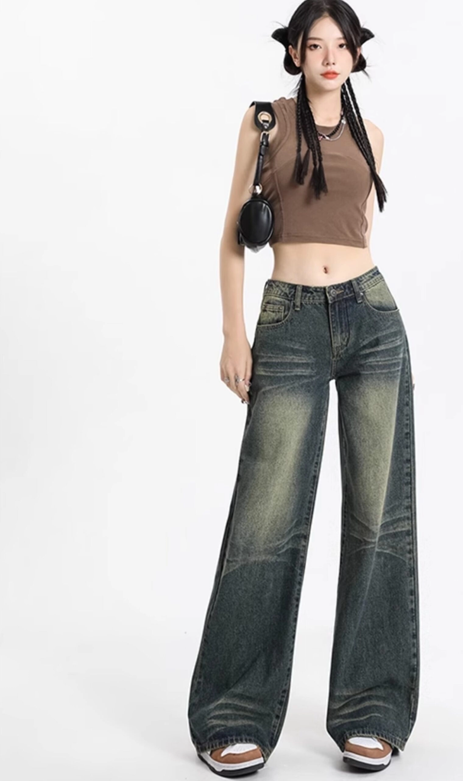 Blue Pleat-Washed Straight Jeans | Sunoo - Enhypen - Fashion