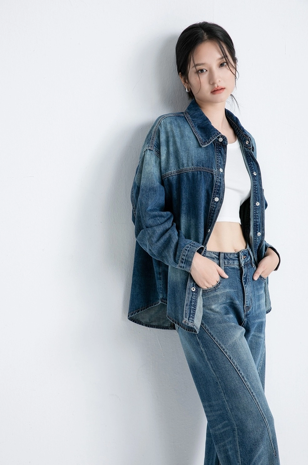 Blue Single Pocket Denim Jacket | Jongho - ATEEZ - Fashion