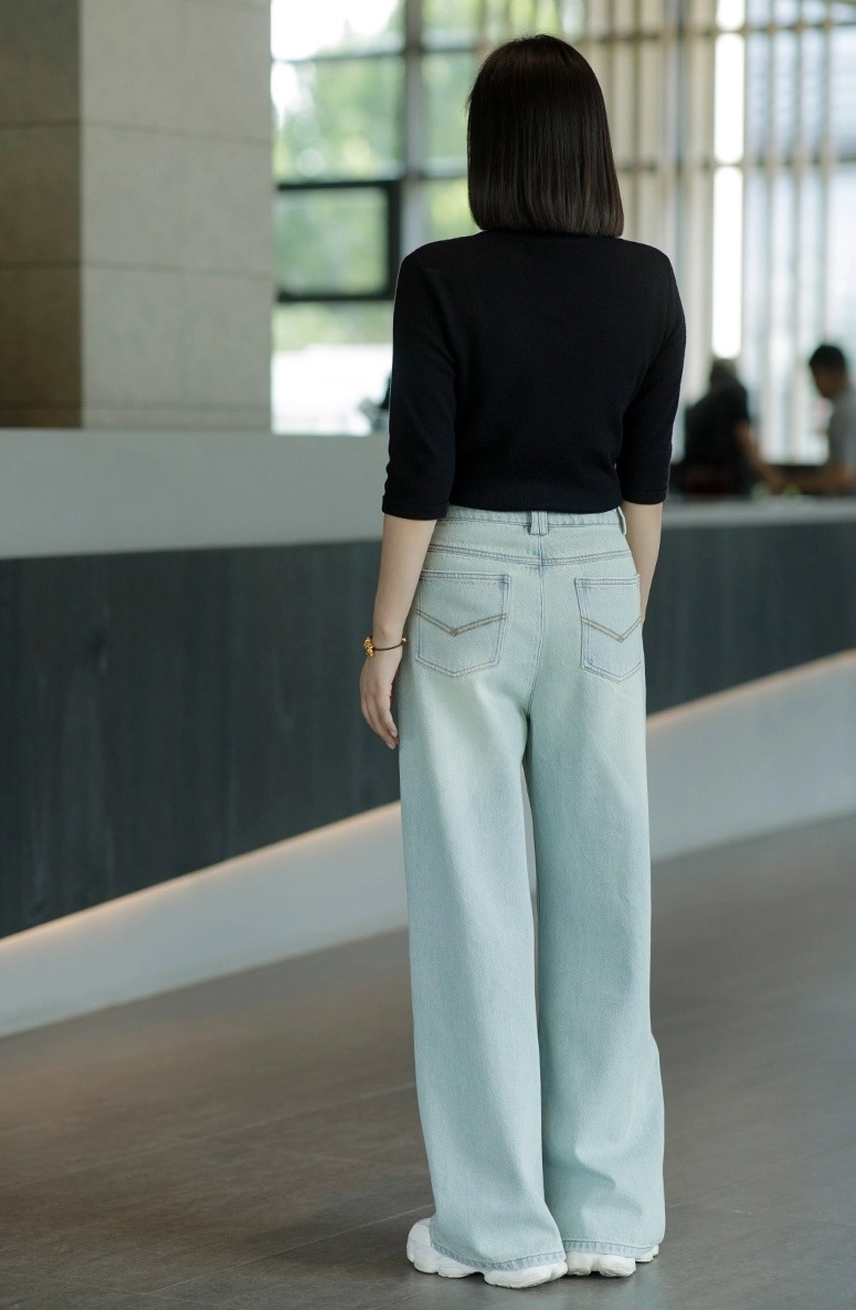 Blue Wide Leg Boyfriend Jeans | Tzuyu - Twice - Fashion Chingu