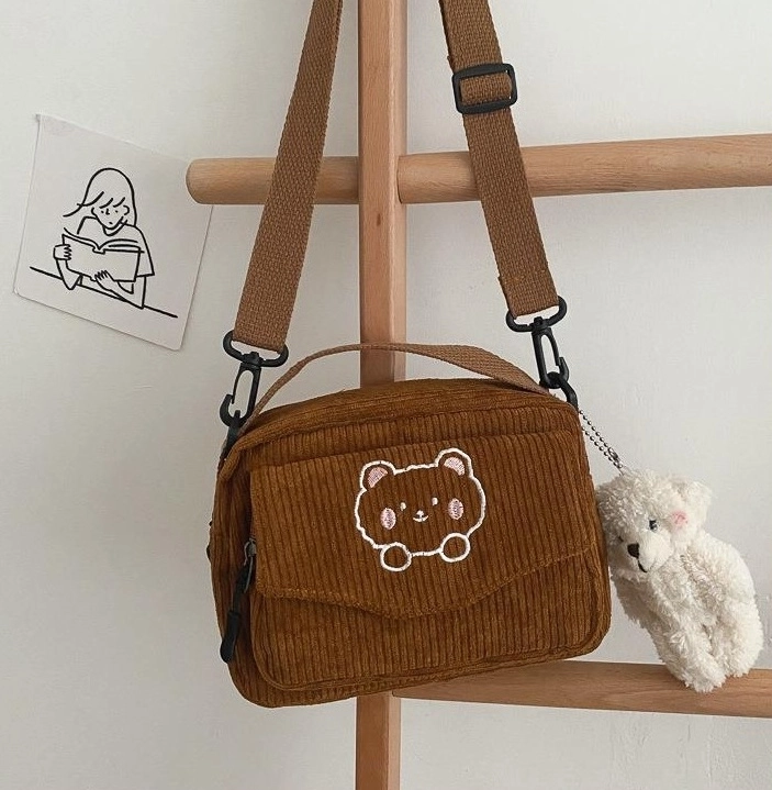 Brown Bear Embroidered Mini Crossbody Bag | Seungmin - Stray