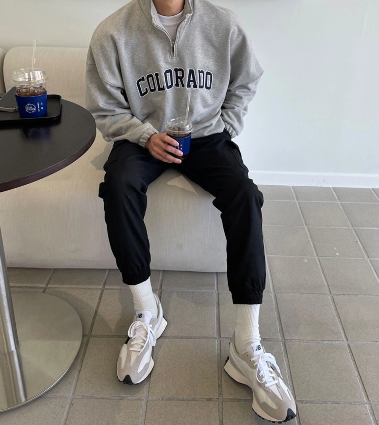 Grey “Colorado” Zip-Up Collar Sweatshirt | San - ATEEZ
