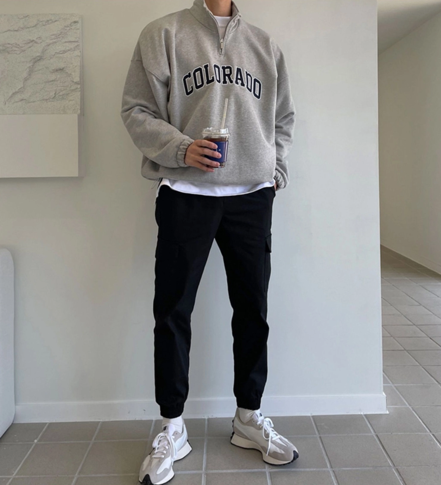 Grey “Colorado” Zip-Up Collar Sweatshirt | San - ATEEZ