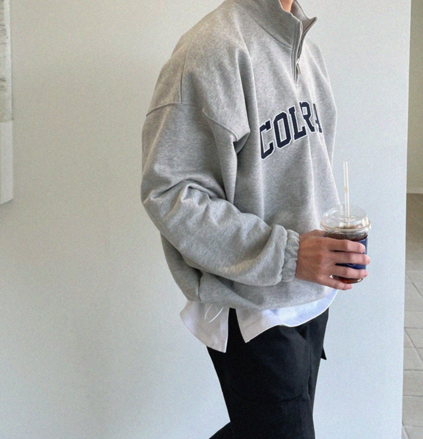 Grey “Colorado” Zip-Up Collar Sweatshirt | San - ATEEZ
