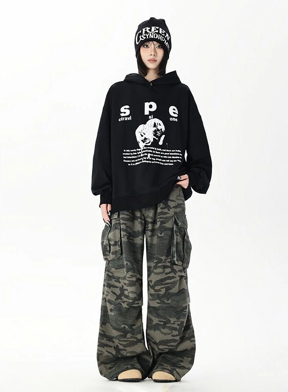 Green Camouflage Baggy Pants | Asa - BabyMonster - Fashion