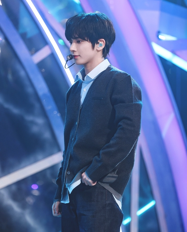 トップス nuyuh tulle knit cardigan Grey Layered Illusion Knit Cardigan | Taehyun - TXT