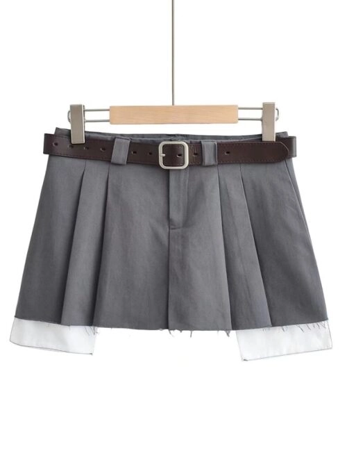 ★EXPIRED GIRL★COMFY STRIPE SKIRT GREY★正規品/韓国送料込 Grey Vertical Striped A-Line Skirt - NEWME