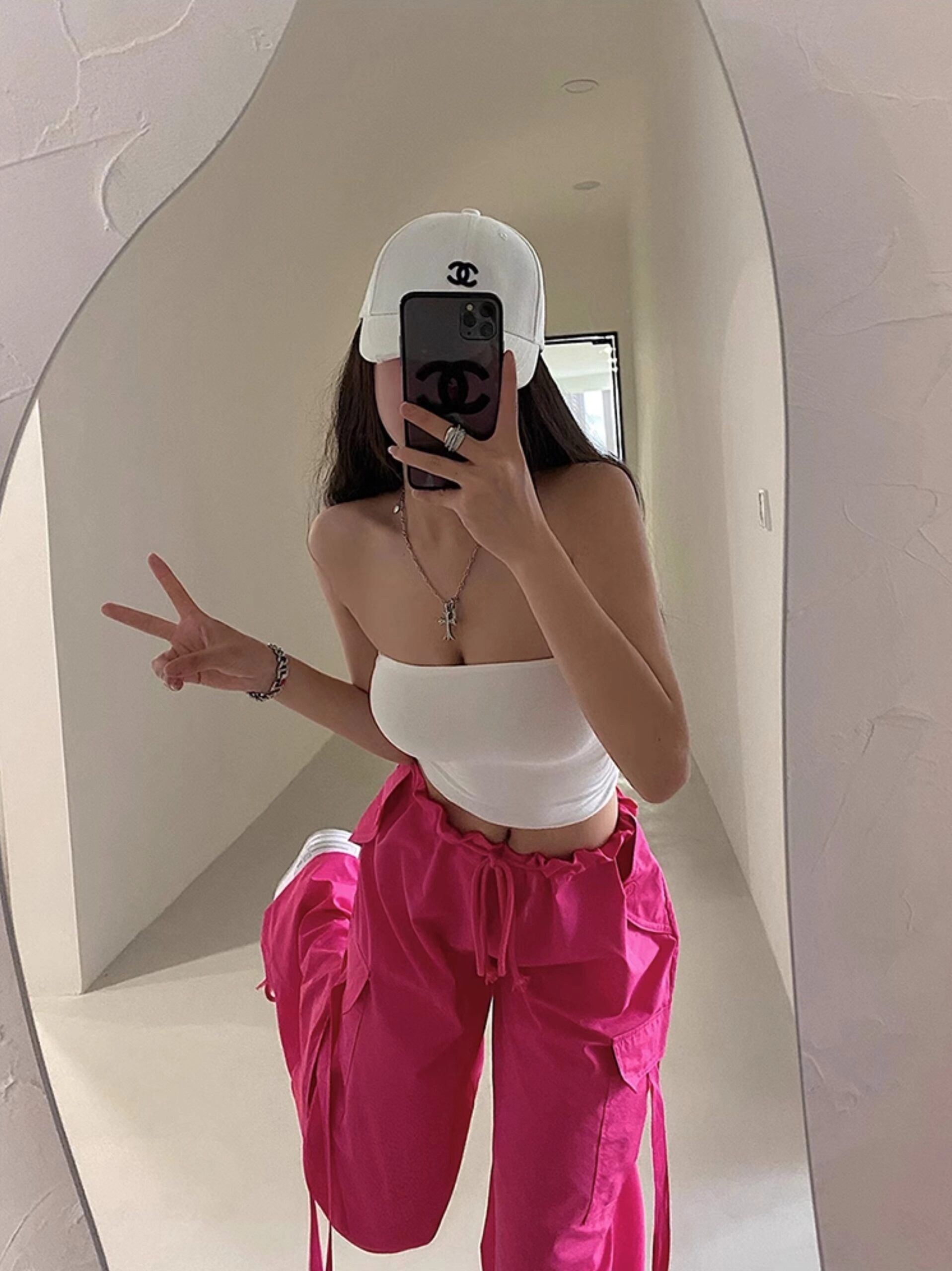 Hot Pink Wideleg Drawstring Pants | Rora - BabyMonster