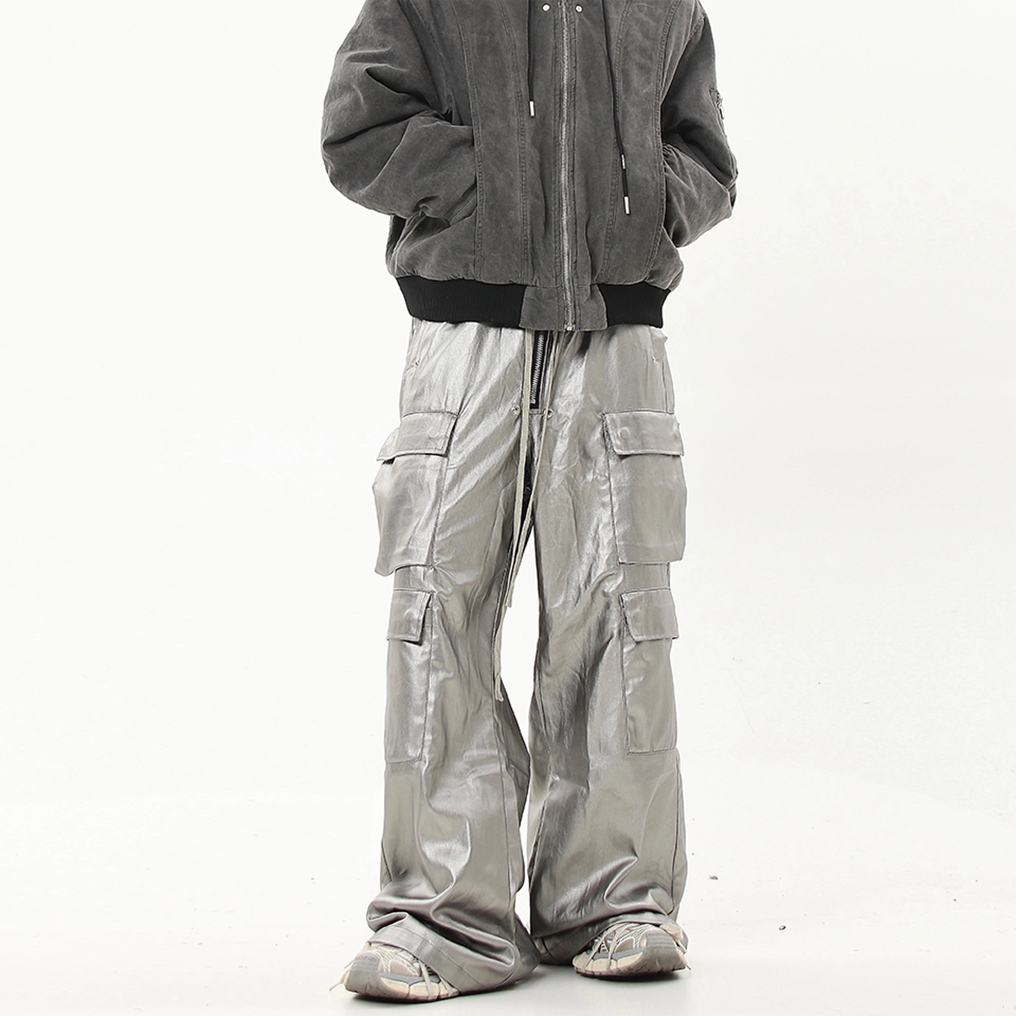 Metallic Grey Cargo Pants | Jongho - ATEEZ - Fashion Chingu