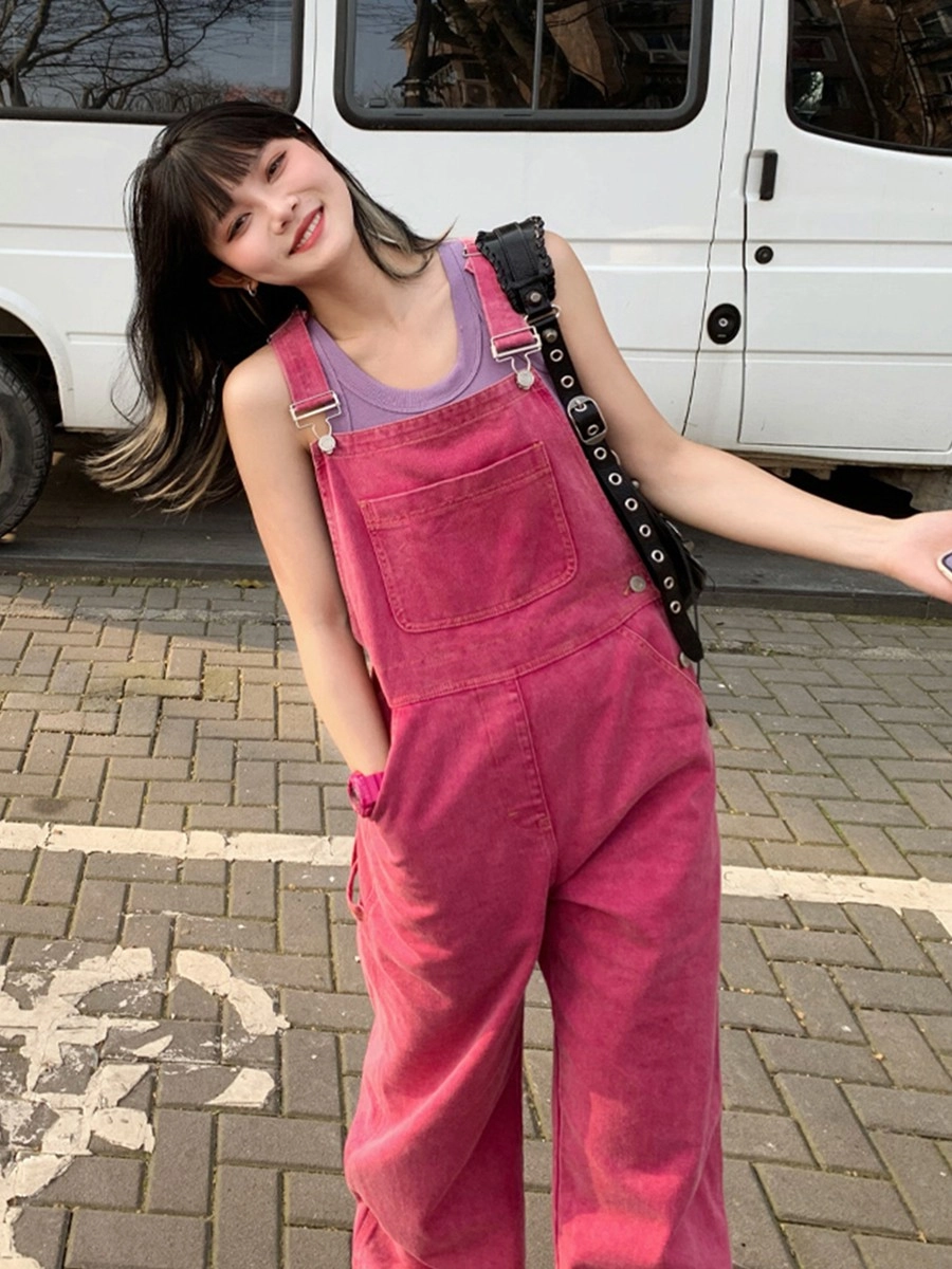 Pink Wide-Leg Denim Overalls | Chiquita - BabyMonster