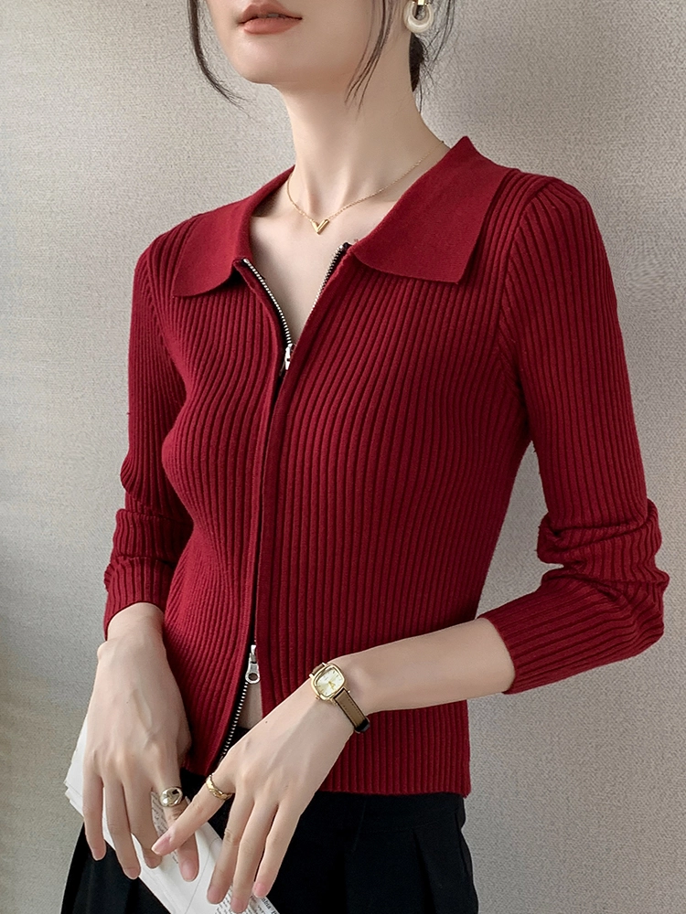 Red Double Zipper Cardigan | Yeji - ITZY - Fashion Chingu