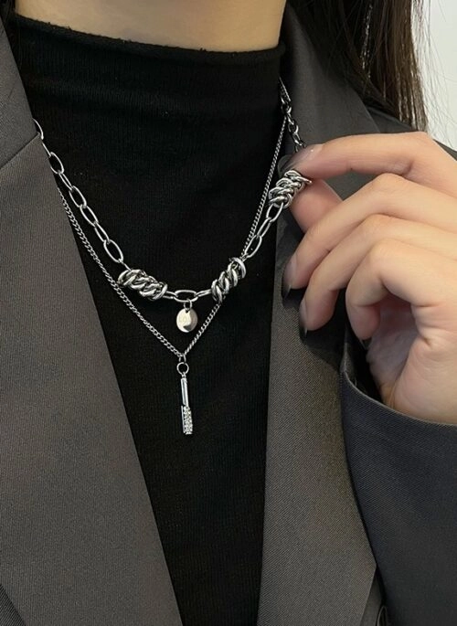 [Haleine]Double Cross Layered Necklace(ストレイキッズ 着用) il_340x270.2979755911_6o1z.jpg