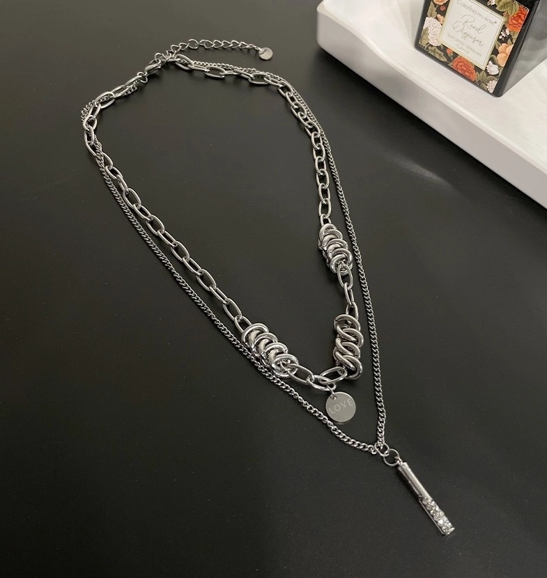 Silver Knot Chain Layered Necklace | LeeKnow - Stray Kids