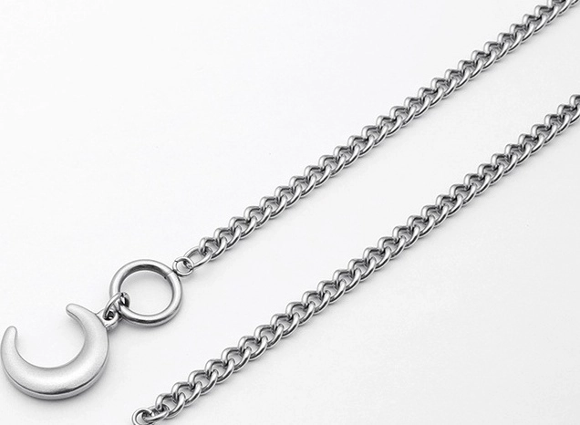 Silver Moon Chain Necklace | Bangchan - Stray Kids - Fashion