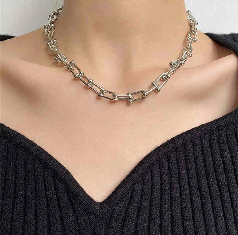 Silver U-Link Chain Necklace | Jake - Enhypen - Fashion Chingu