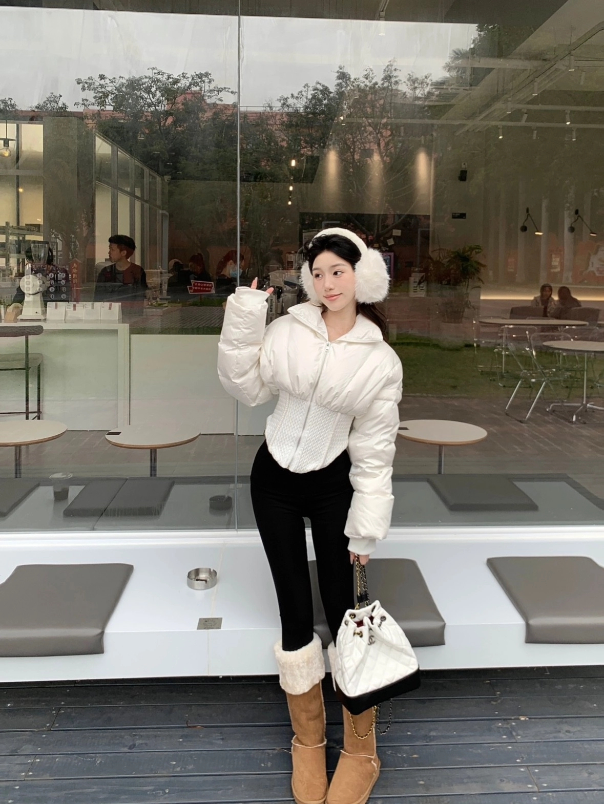 Blackpink White Boots Kpop White Corset Puffer Jacket Jisoo