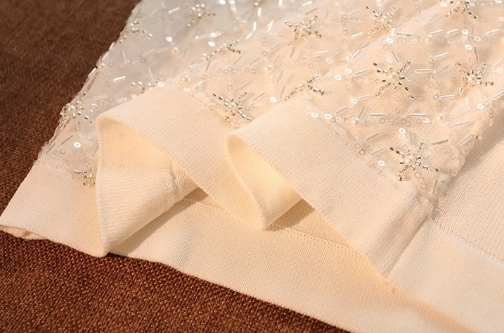 White Sequin-Embellished Halter Top | Rora - BabyMonster