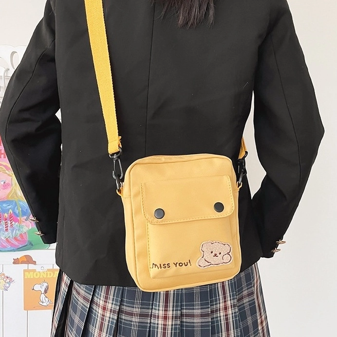 Yellow Bear Patch Crossbody Bag | Jisung - Stray Kids - Fashion Chingu