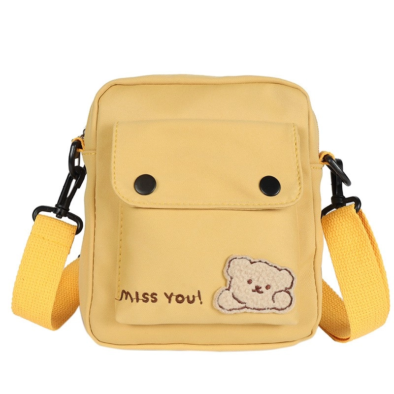 ★韓国人気★Rest & Recreation★LOGO CROSSBODY POUCH Yellow Bear Patch Crossbody Bag | Jisung - Stray Kids