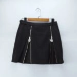Black Dual Zipper Mini Skirt | Sakura - Le Sserafim