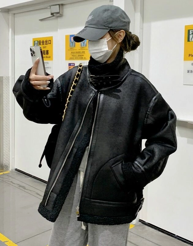 Black Faux Leather Double Buckle Jacket | LeeKnow - Stray