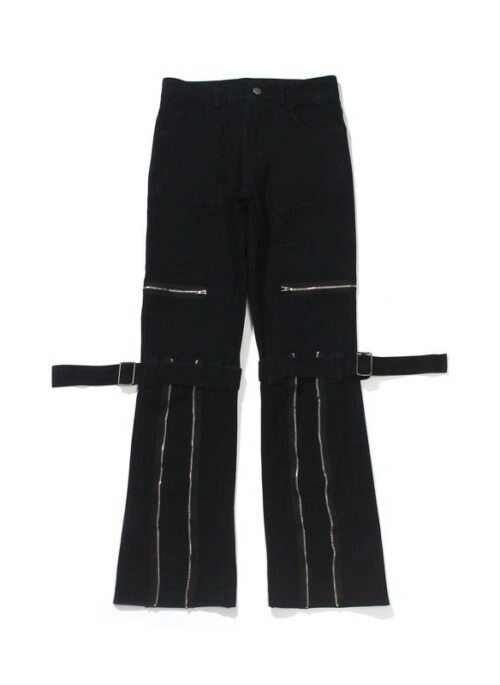 Black Zipper-Detail Street Style Jeans | Jisung – Stray Kids