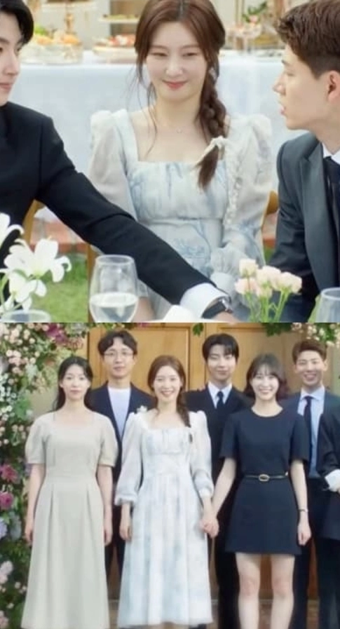 [JILLSTUART]★25SS★韓国人気★Pleated One Piece Dress Blue Floral Square Neck Princess Dress | Yoon Joo Won
