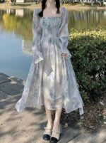 [JILLSTUART]★25SS★韓国人気★Pleated One Piece Dress 2025 Black Satin Pleated Long One Piece Dress Gown Autumn
