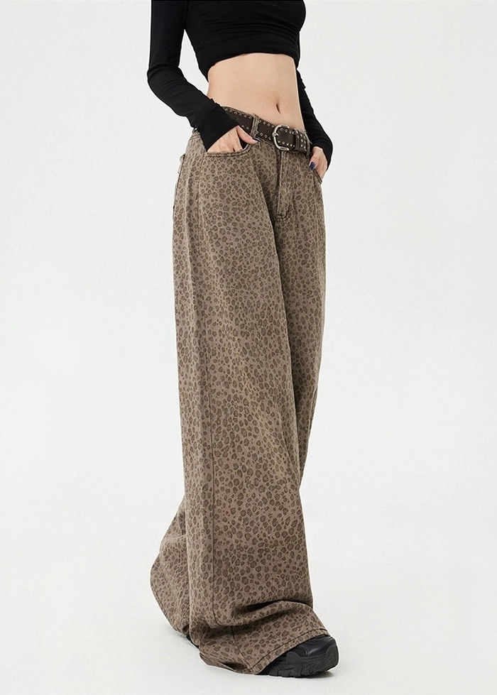 Brown Leopard Pattern Wide Leg Pants | Hyunjin - Stray Kids