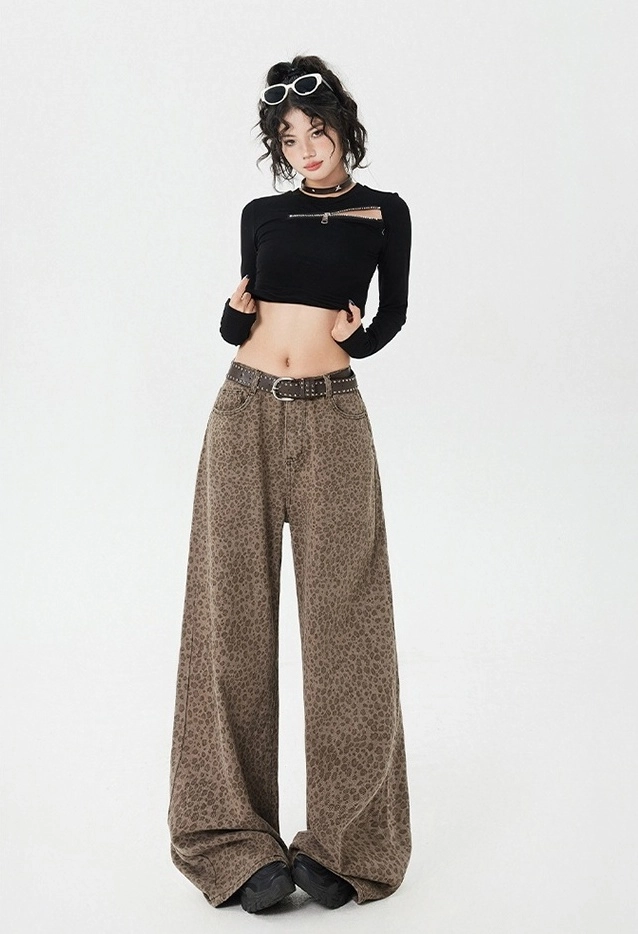 Brown Leopard Pattern Wide Leg Pants | Hyunjin - Stray Kids